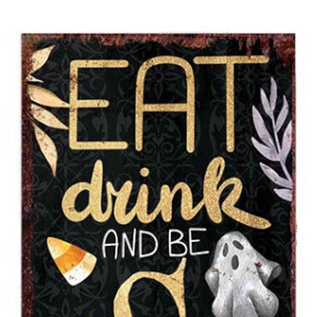 36" Black Gold Orange And Purple Halloween Ghost Solid Wood Porch Sign