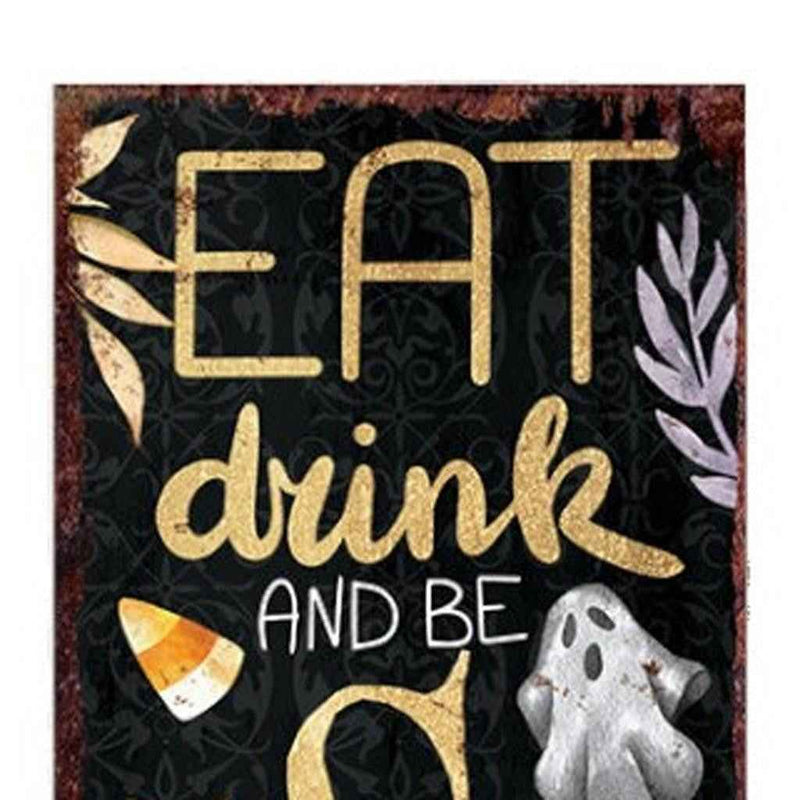 36" Black Gold Orange And Purple Halloween Ghost Solid Wood Porch Sign