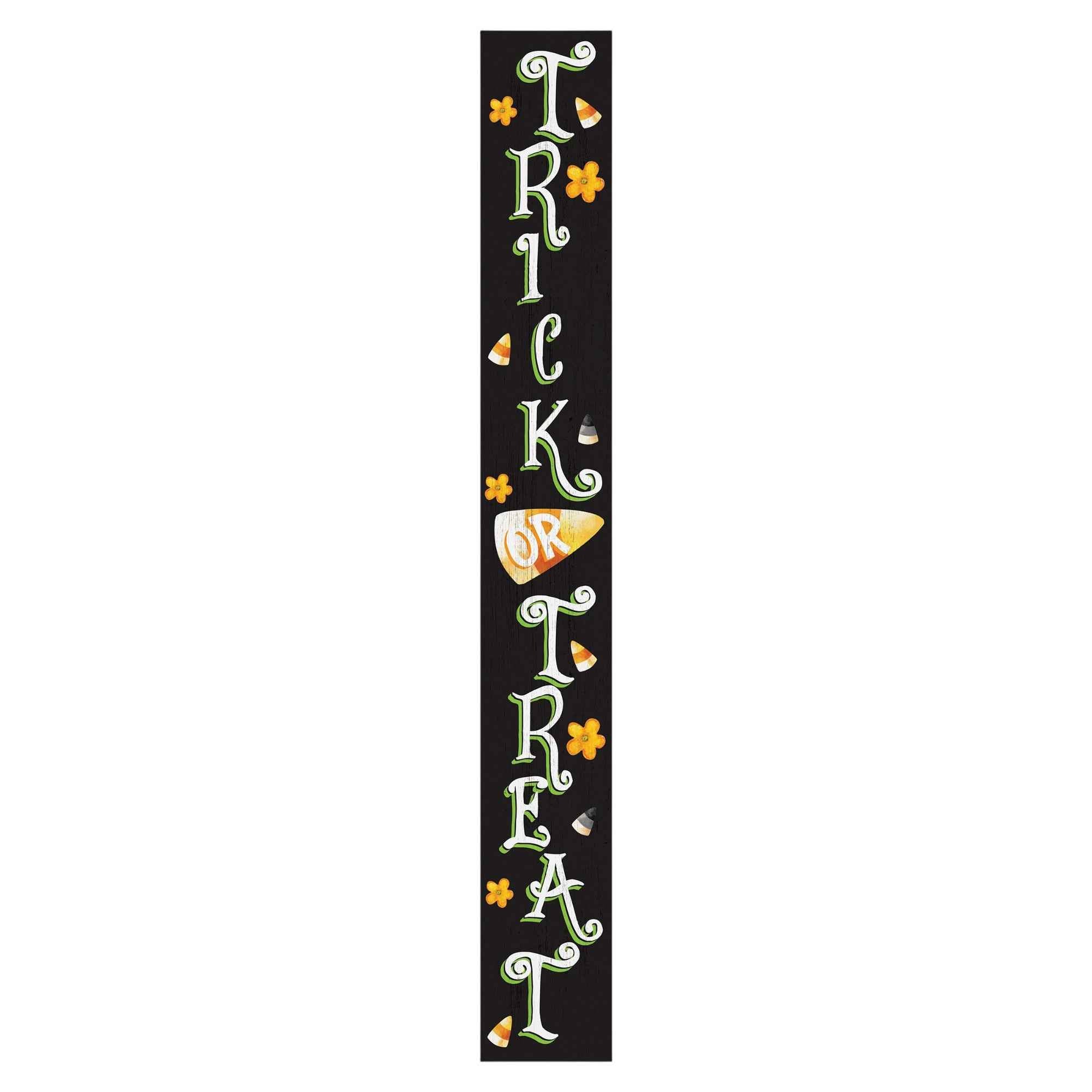 72" Black White And Orange Halloween Pumpkin Solid Wood Porch Sign