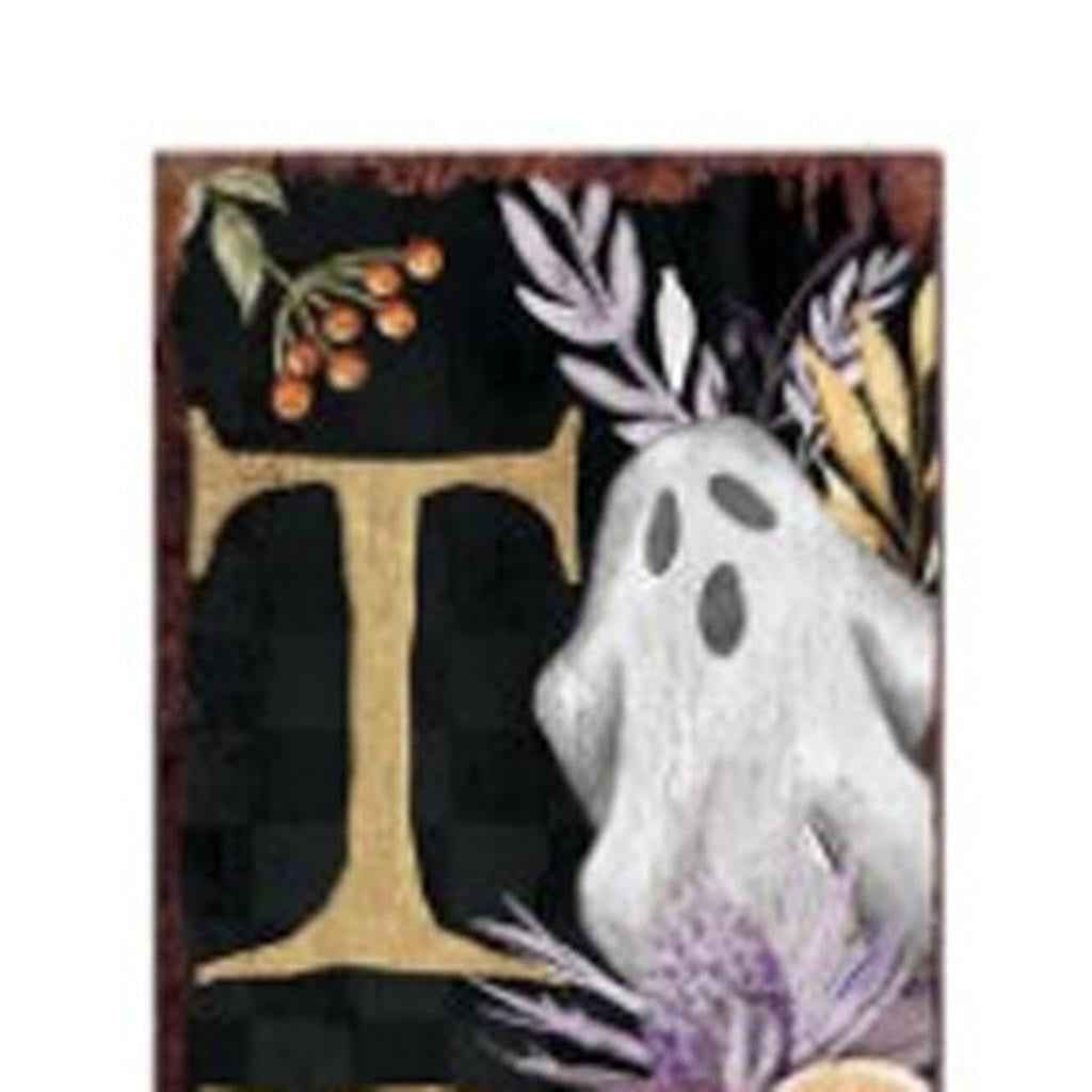 72" Black Gold Orange And Purple Halloween Ghost Solid Wood Porch Sign