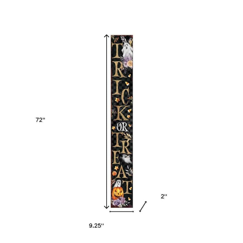72" Black Gold Orange And Purple Halloween Ghost Solid Wood Porch Sign