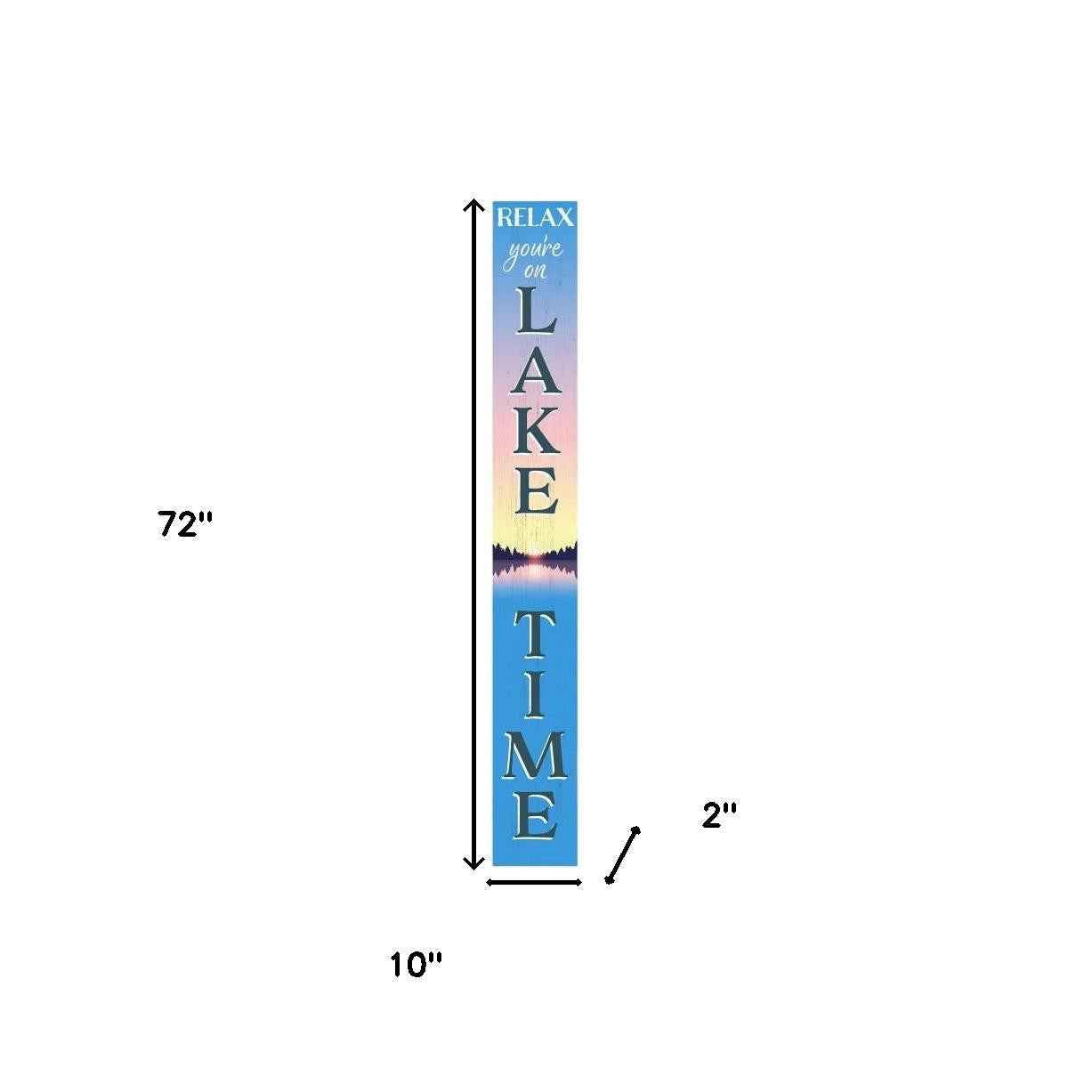 72" Blue Pink And Yellow Solid Wood Porch Sign
