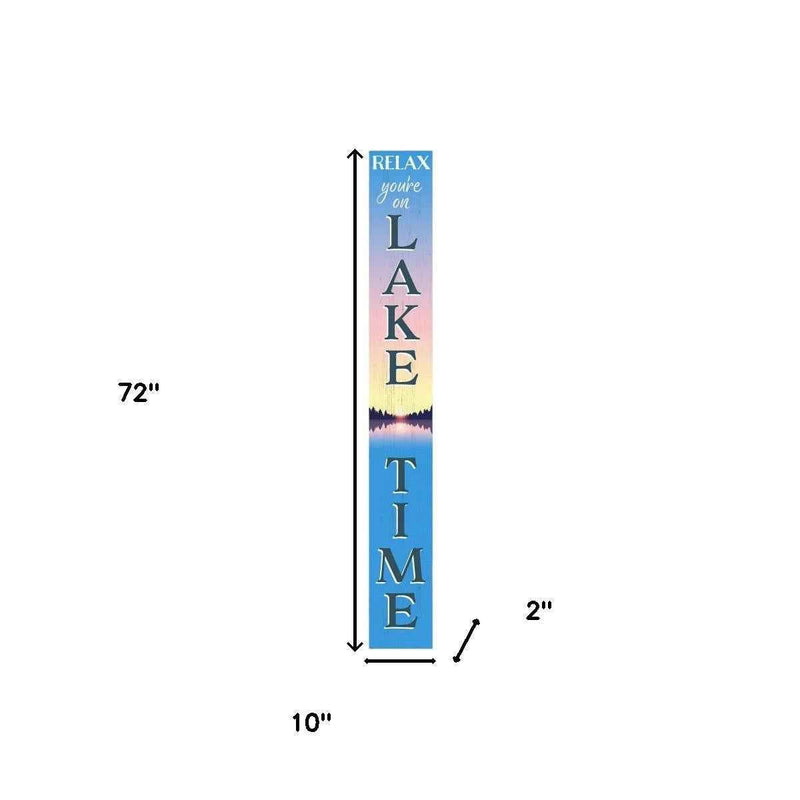 72" Blue Pink And Yellow Solid Wood Porch Sign