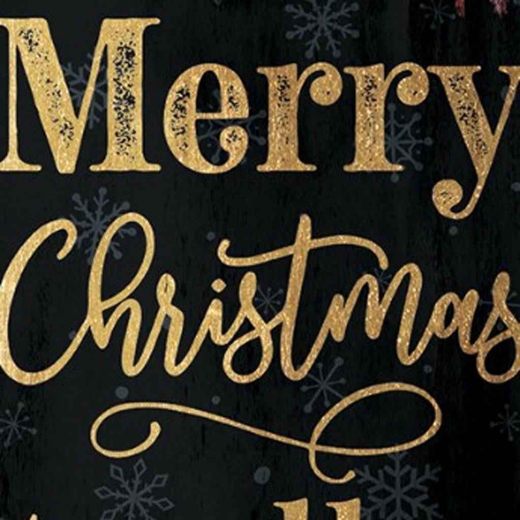 36" Black Gold Red And Green Christmas Tree Solid Wood Porch Sign