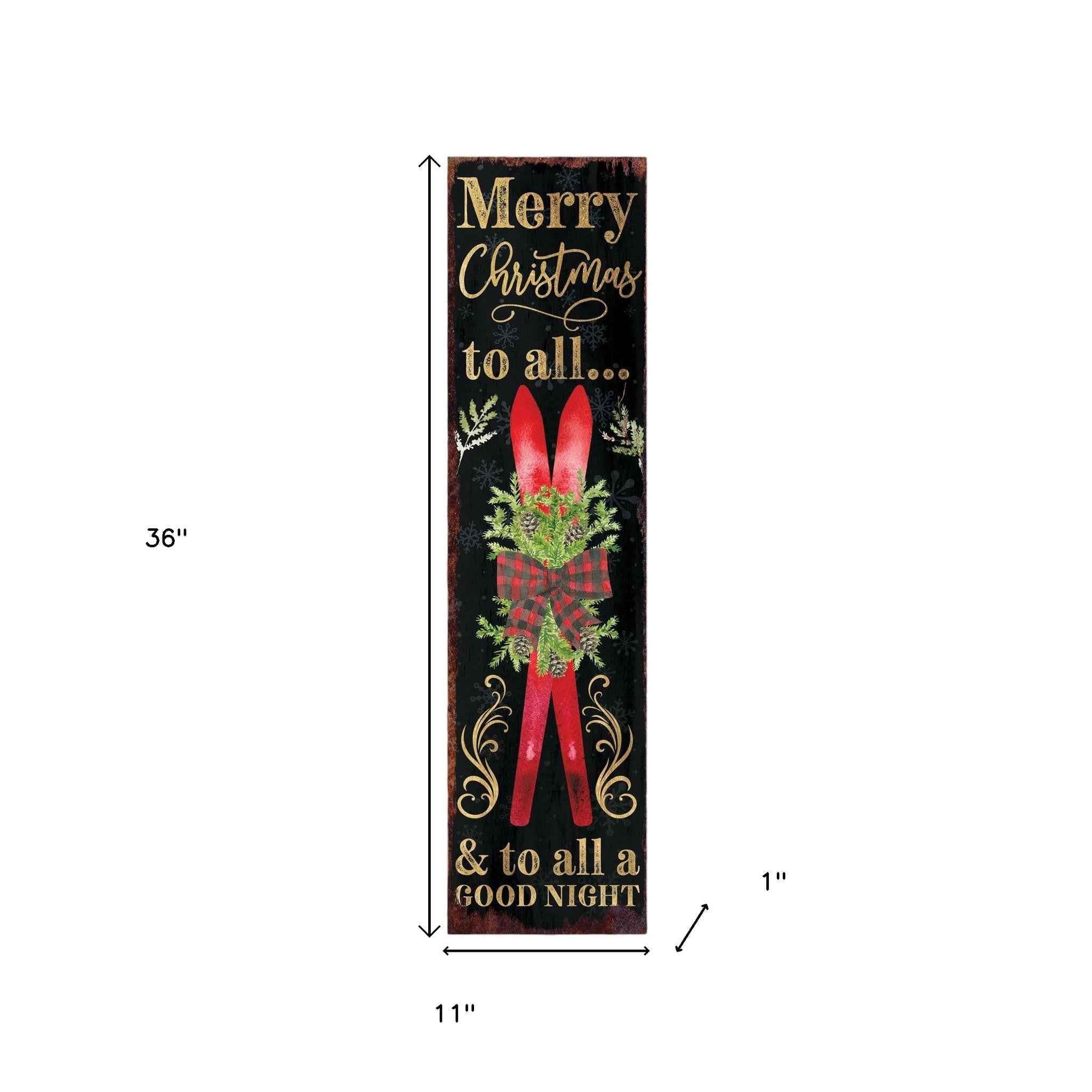 36" Black Gold Red And Green Christmas Tree Solid Wood Porch Sign