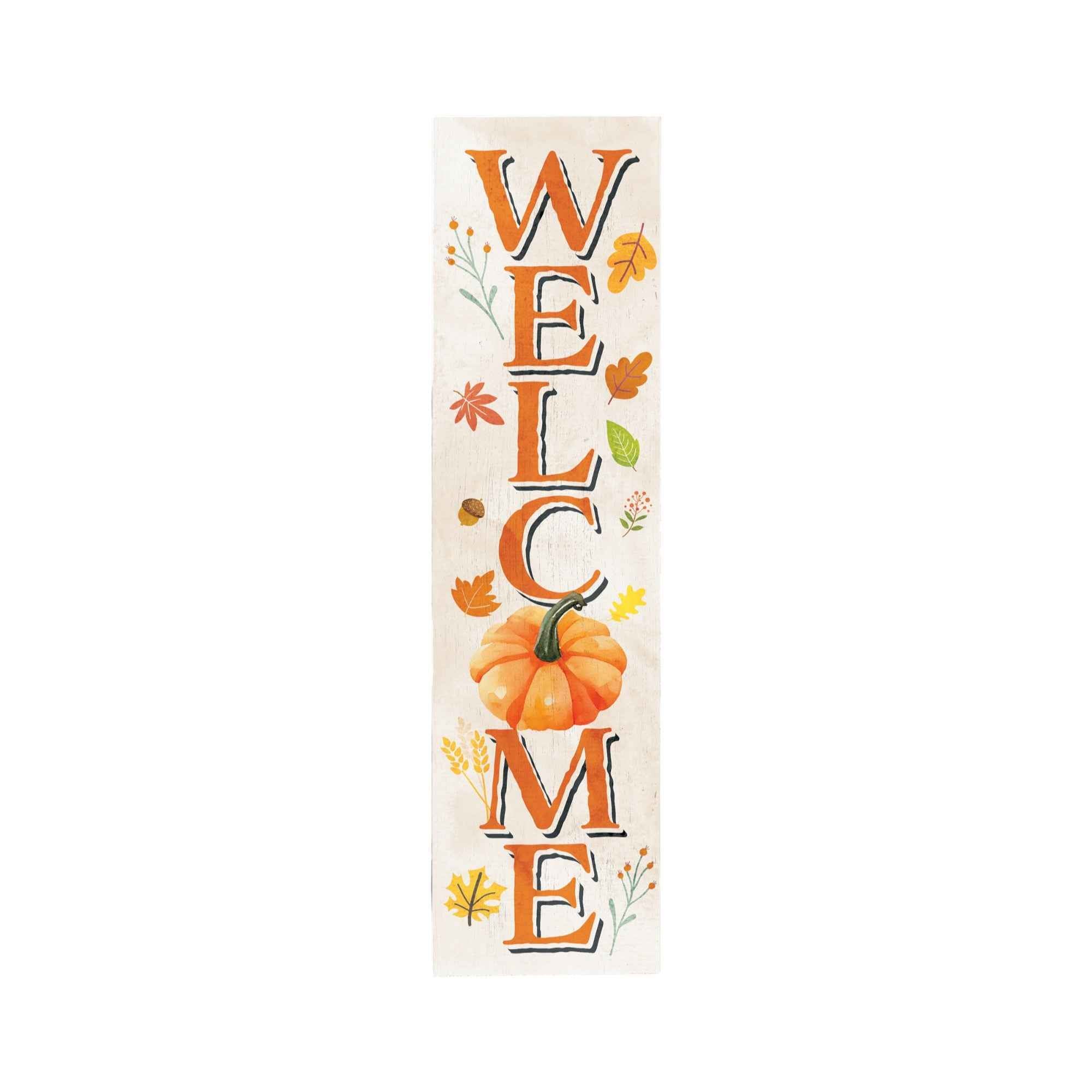36" Off White Orange And Green Solid Wood Porch Sign
