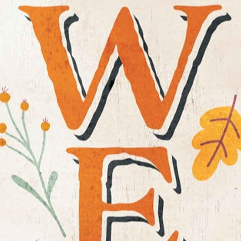 36" Off White Orange And Green Solid Wood Porch Sign