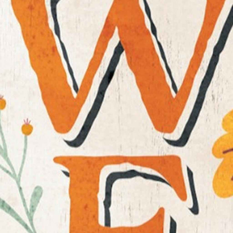 36" Off White Orange And Green Solid Wood Porch Sign