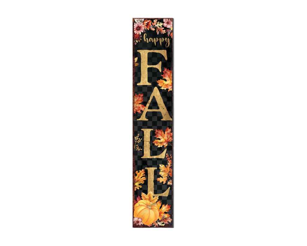 48" Black Gold And Orange Solid Wood Porch Sign