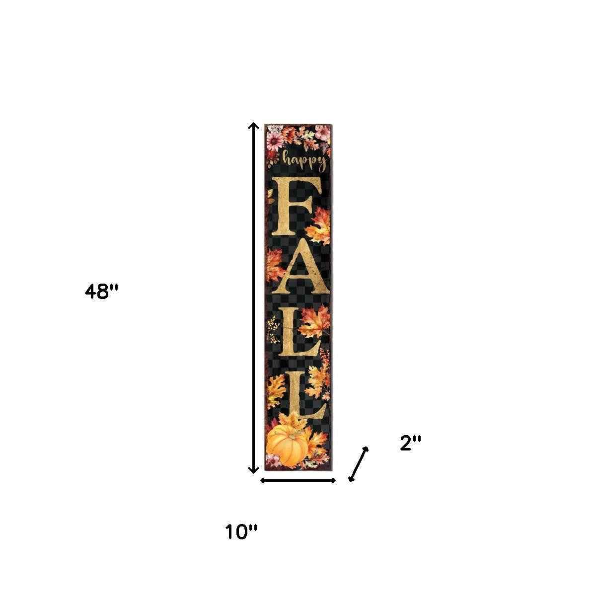 48" Black Gold And Orange Solid Wood Porch Sign