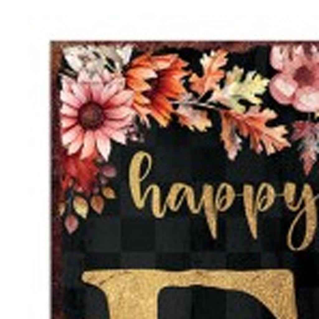 48" Black Gold And Orange Solid Wood Porch Sign