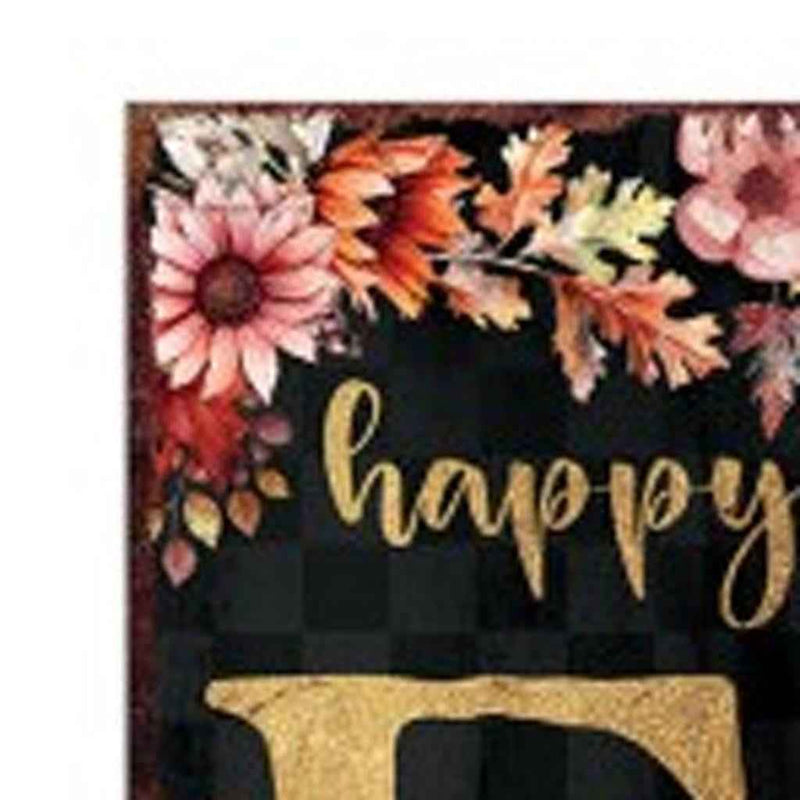 48" Black Gold And Orange Solid Wood Porch Sign