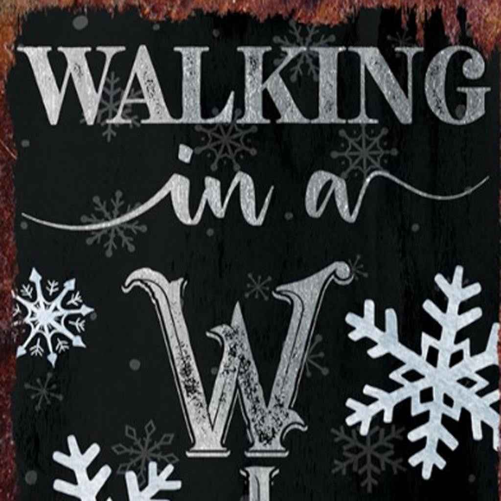 36" Black And White Christmas Snowflakes Solid Wood Porch Sign