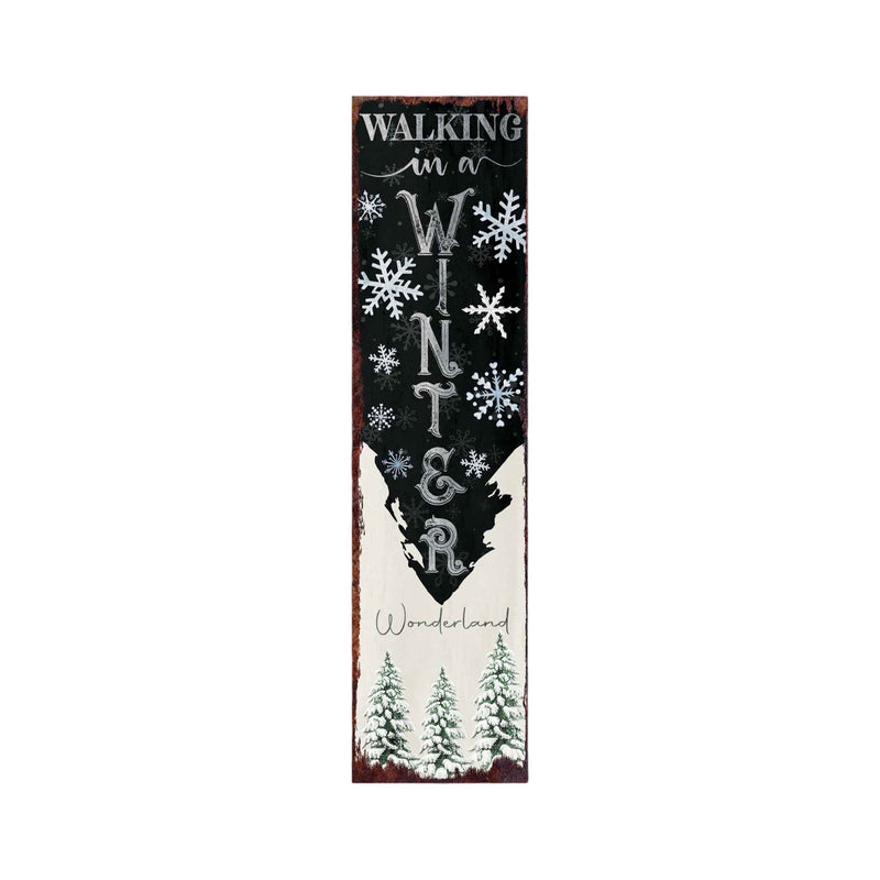 36" Black And White Christmas Snowflakes Solid Wood Porch Sign
