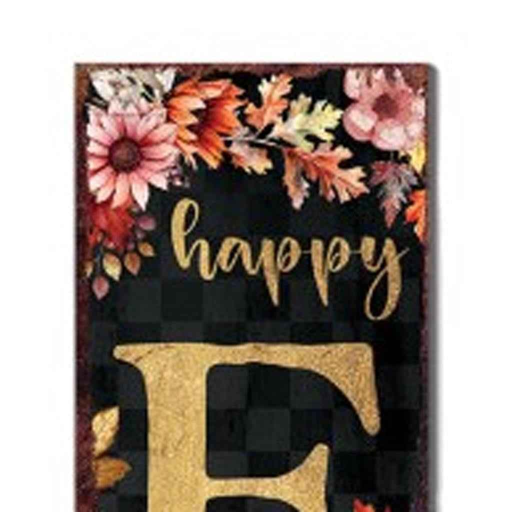 48" Black Gold And Orange Solid Wood Porch Sign