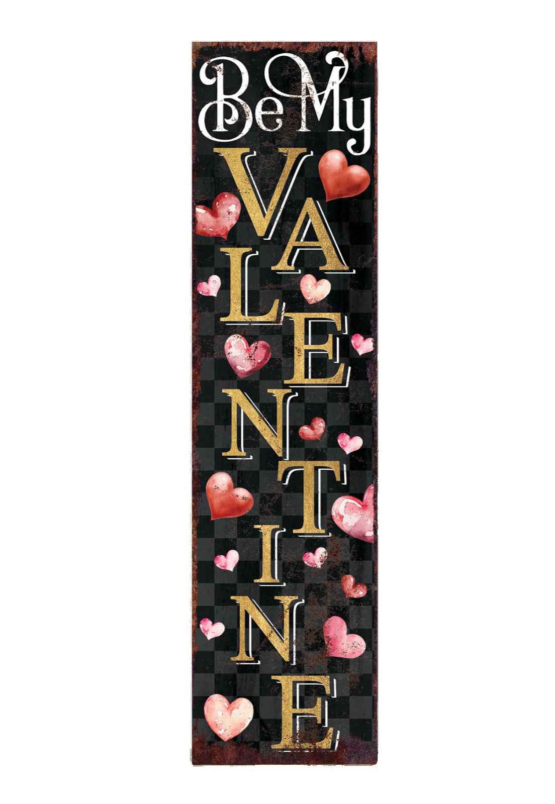 36" Black Gold Pink And Red Valentine's Day Solid Wood Porch Sign