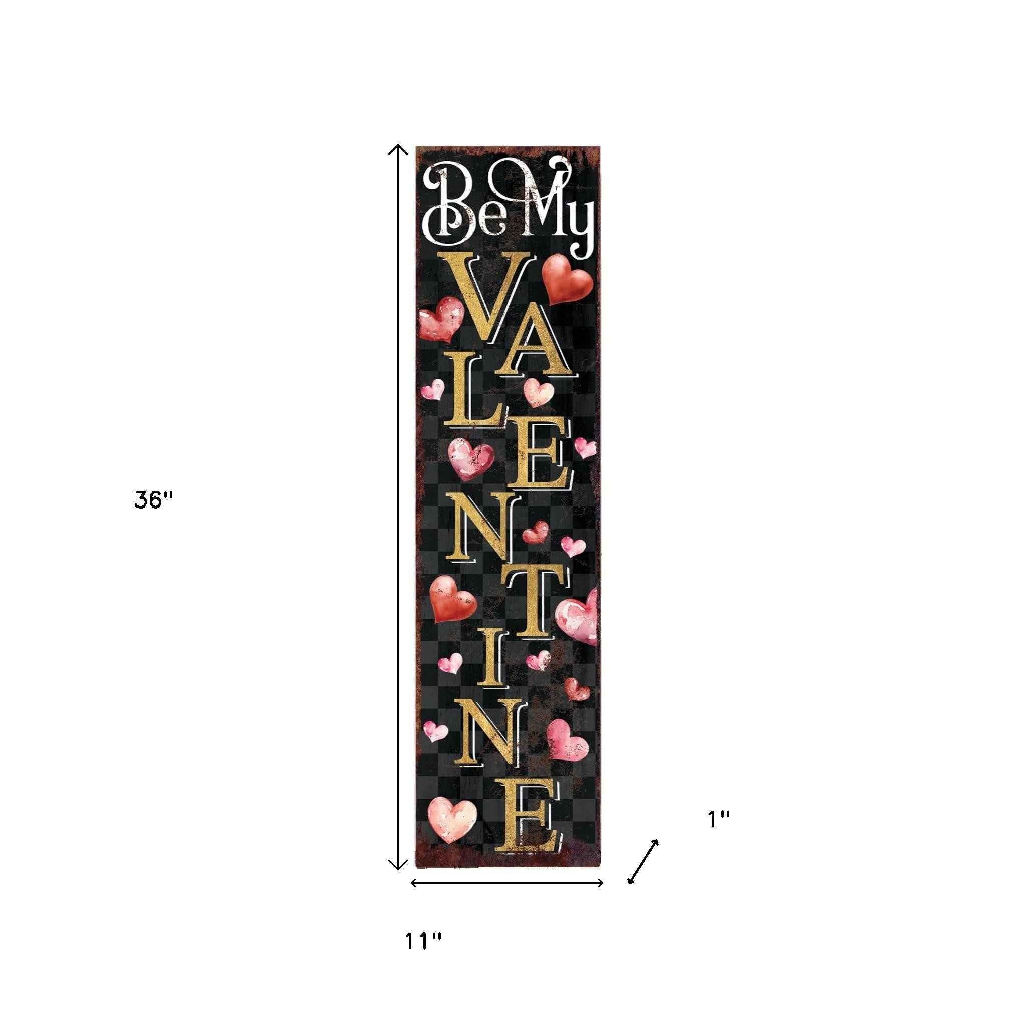 36" Black Gold Pink And Red Valentine's Day Solid Wood Porch Sign