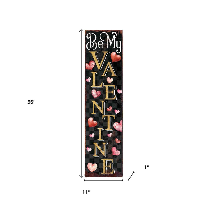 36" Black Gold Pink And Red Valentine's Day Solid Wood Porch Sign