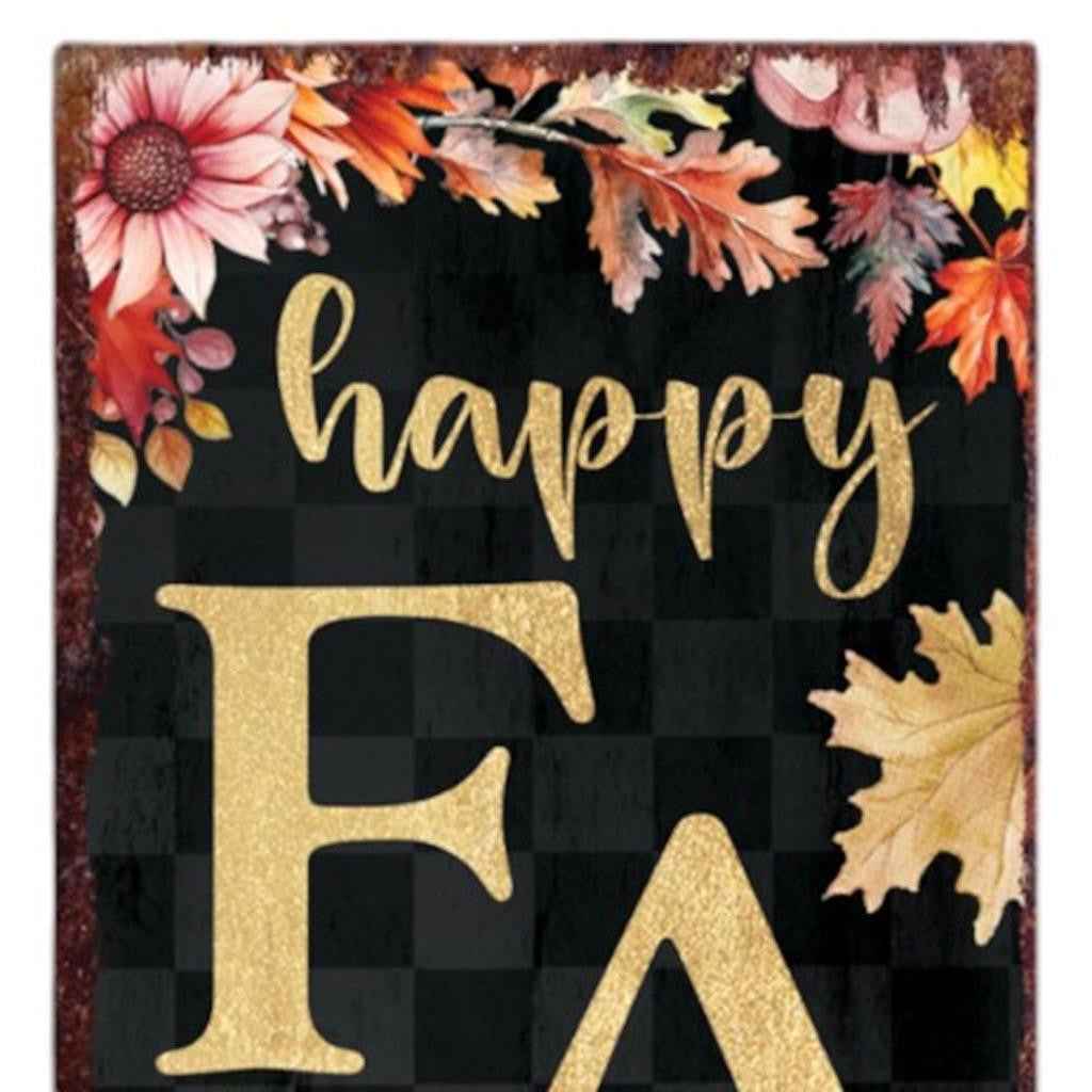 36" Black Gold And Orange Solid Wood Porch Sign