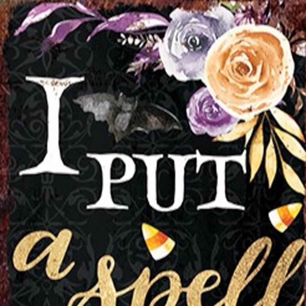 36" Black Gold Orange And Purple Halloween Pumpkin Solid Wood Porch Sign