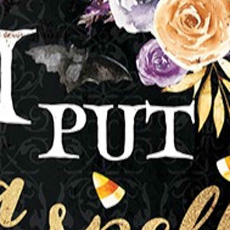 36" Black Gold Orange And Purple Halloween Pumpkin Solid Wood Porch Sign