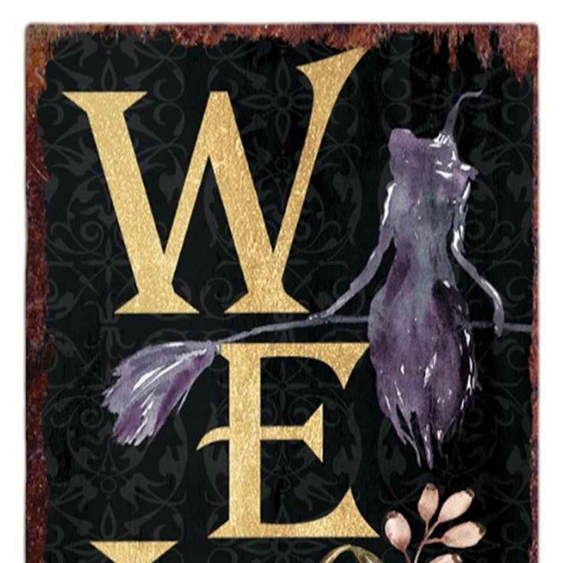 36" Black Gold And Purple Halloween Ghost Solid Wood Porch Sign