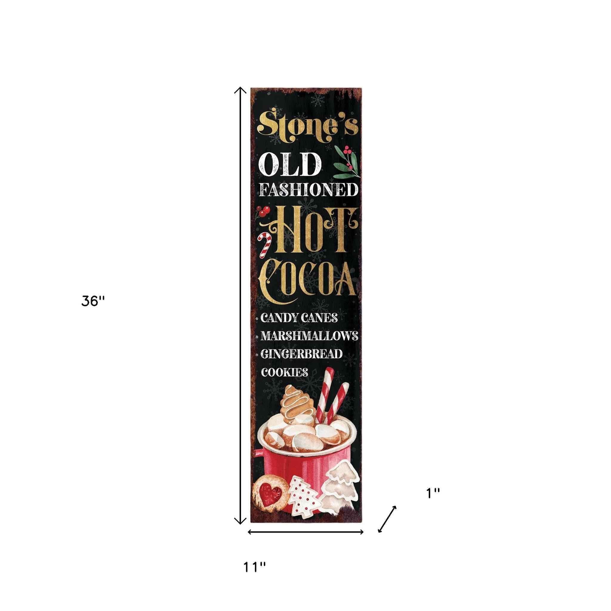 36" Black Gold Red And Green Christmas Tree Solid Wood Porch Sign