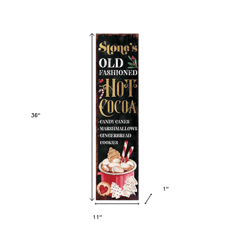 36" Black Gold Red And Green Christmas Tree Solid Wood Porch Sign