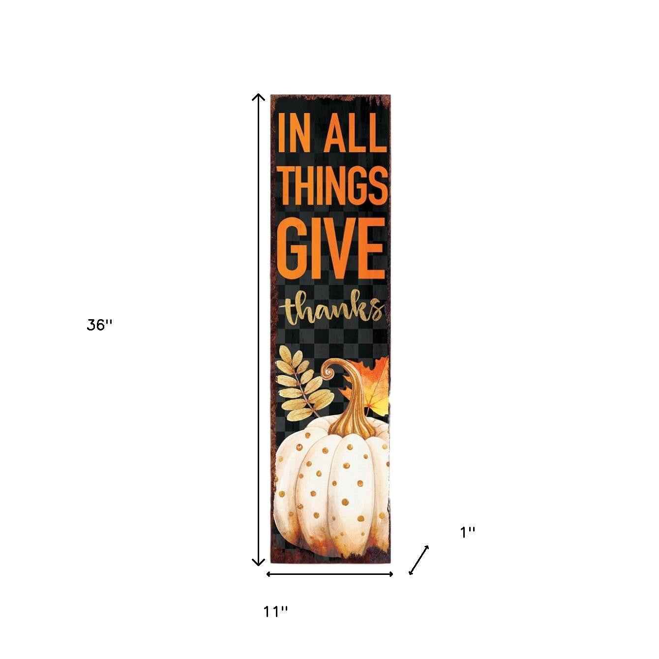 36" Black Gold And Orange Thanksgiving Pumpkin Solid Wood Porch Sign