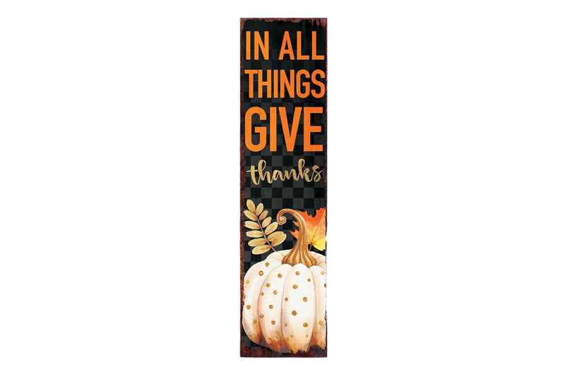 36" Black Gold And Orange Thanksgiving Pumpkin Solid Wood Porch Sign
