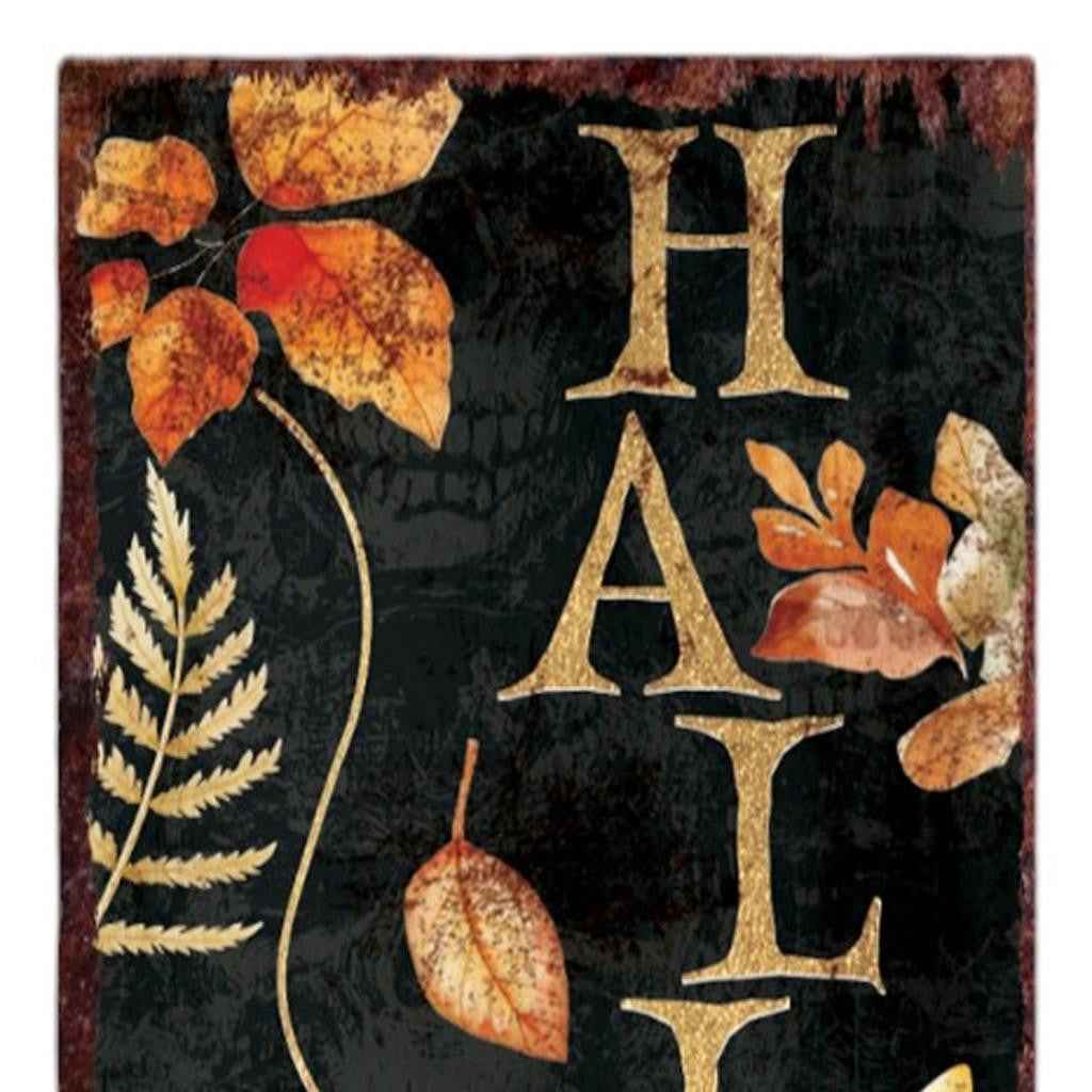 36" Black Gold And Orange Halloween Pumpkin Solid Wood Porch Sign