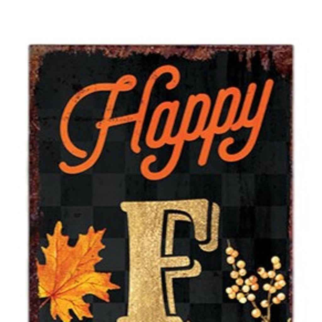 36" Black Gold And Orange Solid Wood Porch Sign