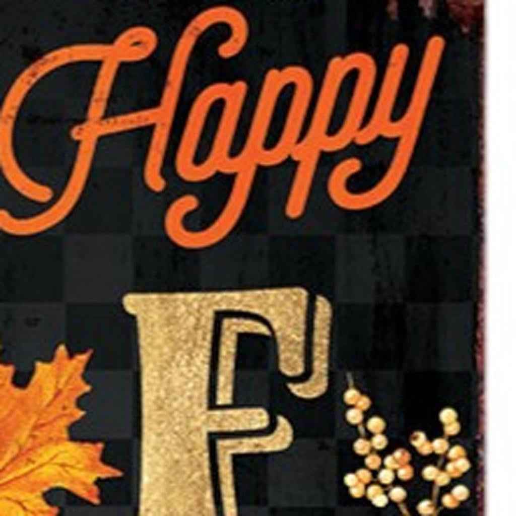 36" Black Gold And Orange Solid Wood Porch Sign