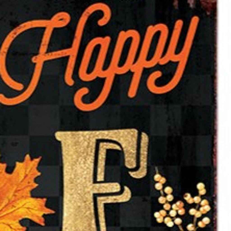 36" Black Gold And Orange Solid Wood Porch Sign