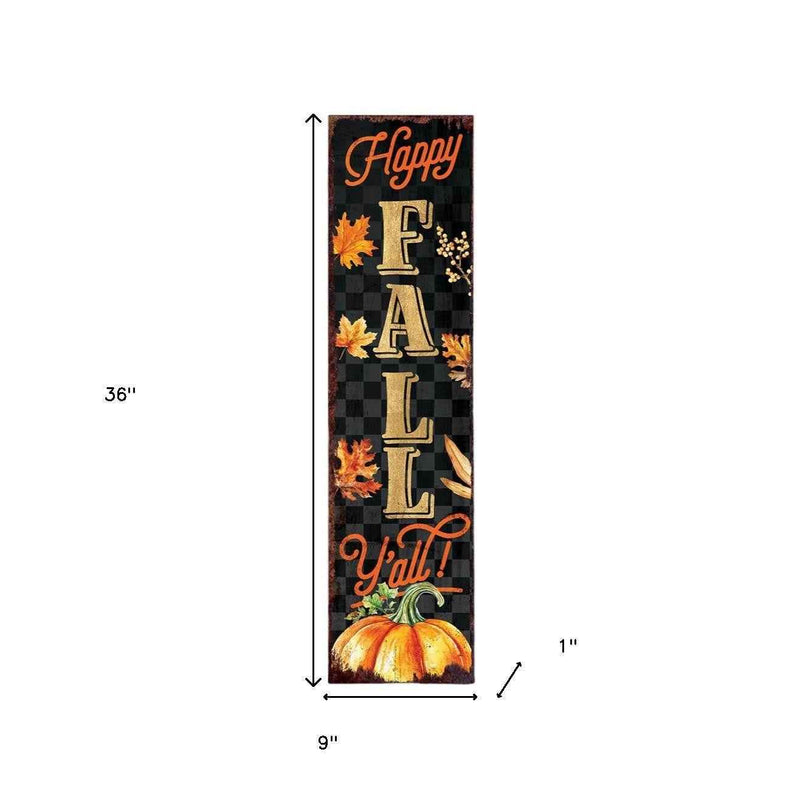 36" Black Gold And Orange Solid Wood Porch Sign