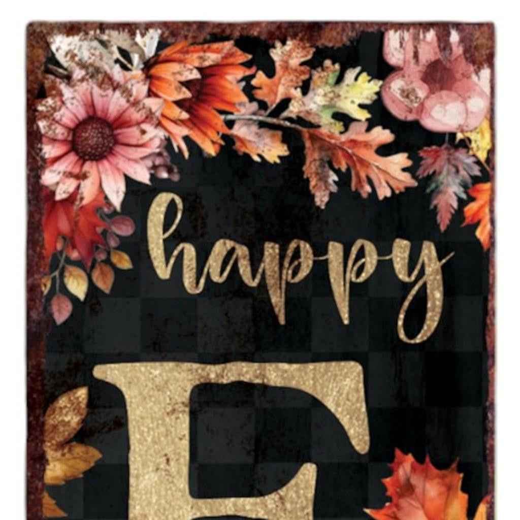 36" Black And Orange Solid Wood Porch Sign