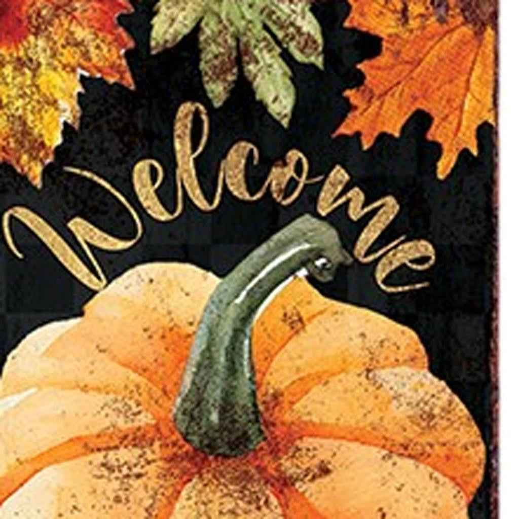 36" Black Gold And Orange Solid Wood Porch Sign