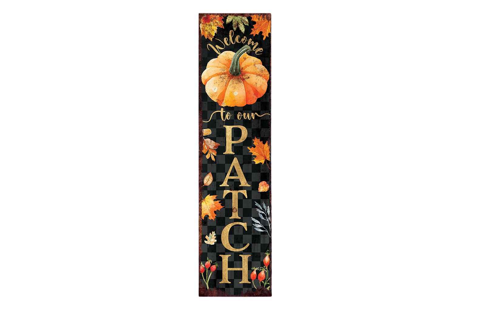 36" Black Gold And Orange Solid Wood Porch Sign