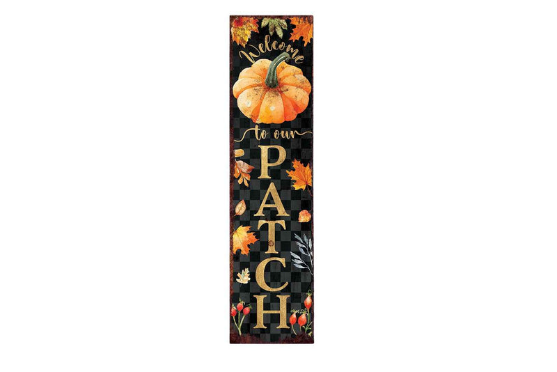 36" Black Gold And Orange Solid Wood Porch Sign