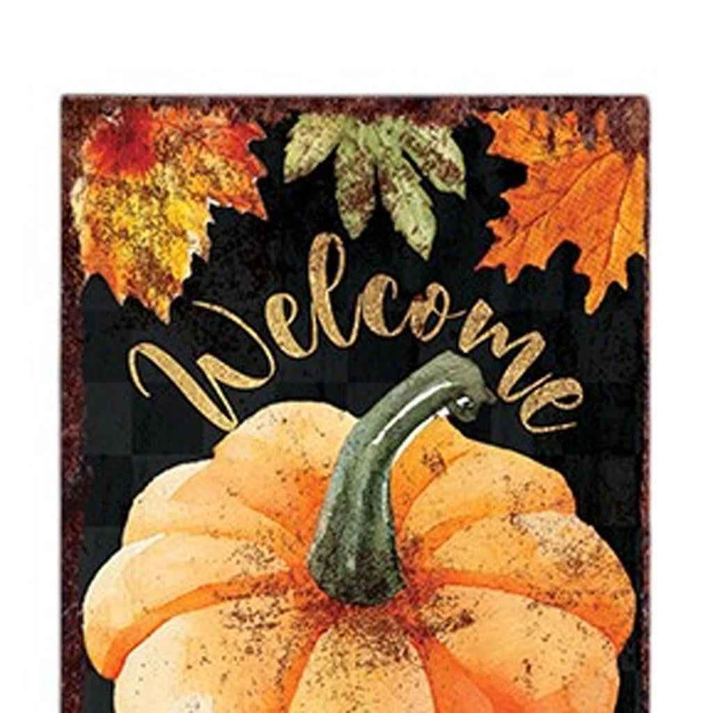 36" Black Gold And Orange Solid Wood Porch Sign