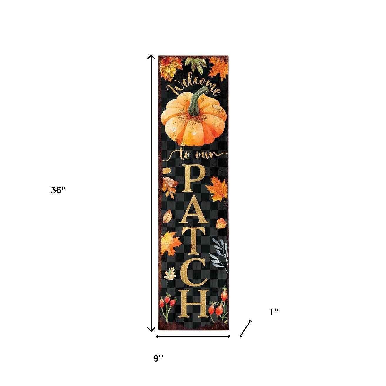 36" Black Gold And Orange Solid Wood Porch Sign