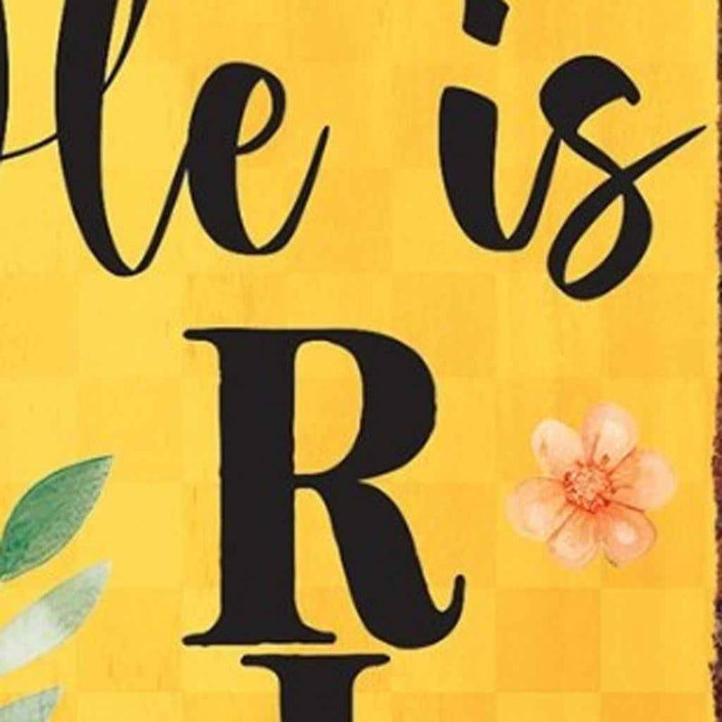 36" Yellow And Black Solid Wood He is Risen Easter Wreath Porch Sign