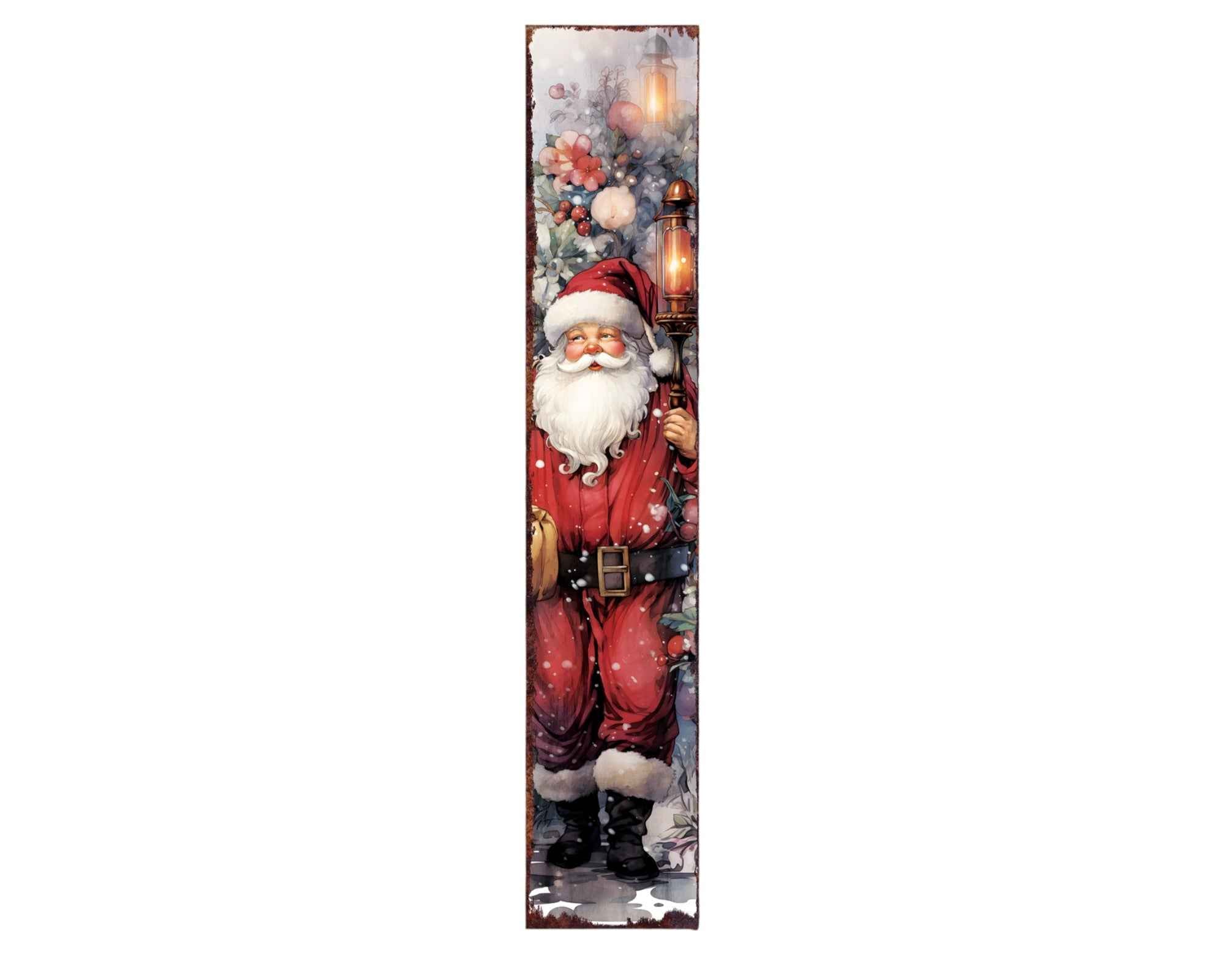 48" Blue White And Red Christmas Santa Solid Wood Porch Sign