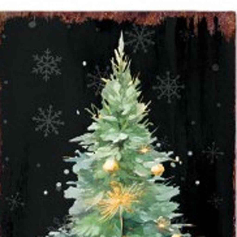 36" Black Gold And Green Christmas Tree Solid Wood Porch Sign