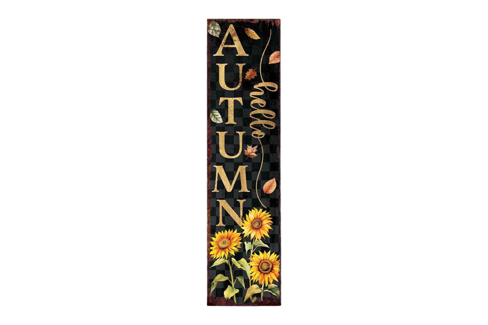 36" Black Gold And Yellow Solid Wood Porch Sign