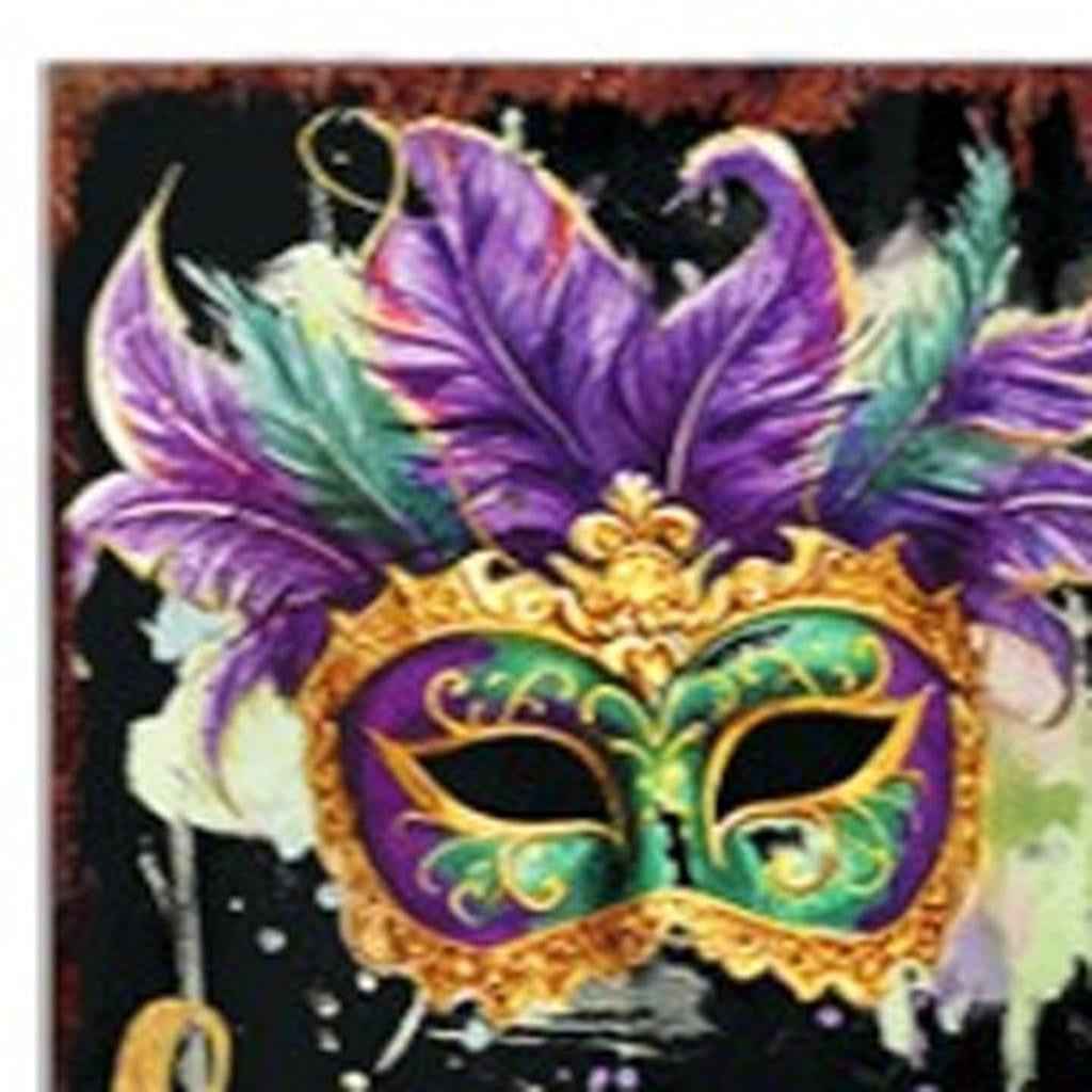 72" Black Purple Green And Yellow Mardi Gras Fireworks Solid Wood Porch Sign