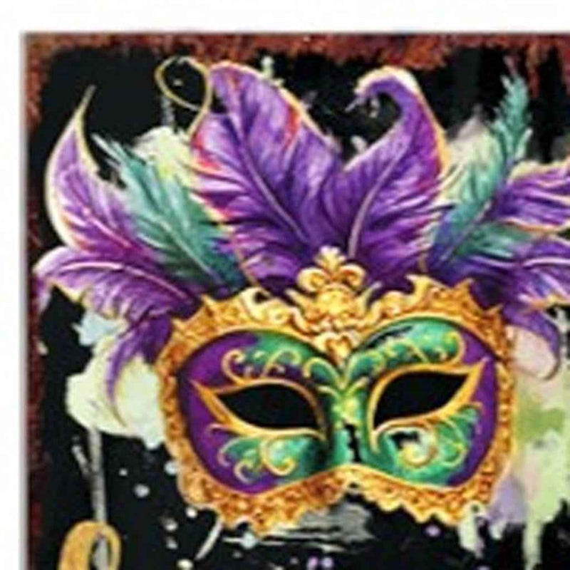 72" Black Purple Green And Yellow Mardi Gras Fireworks Solid Wood Porch Sign