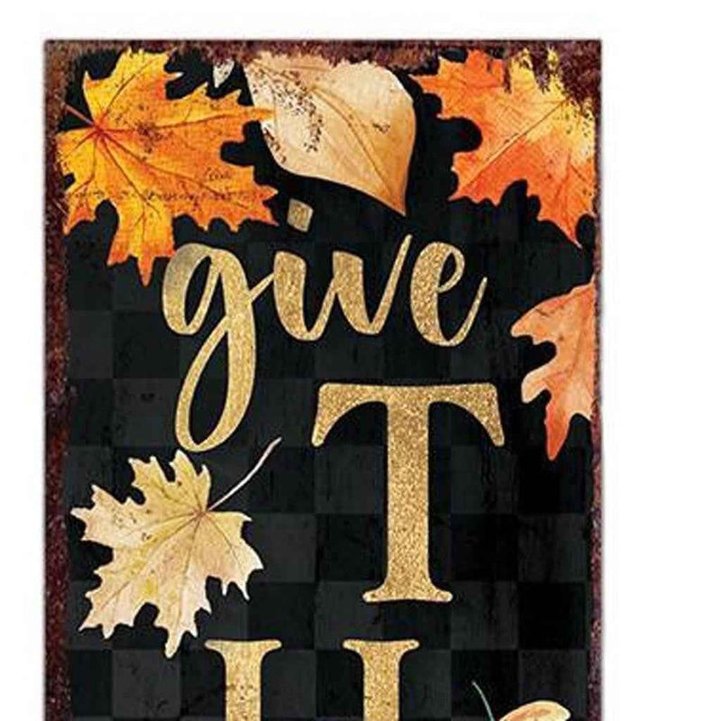 36" Black Gold And Orange Thanksgiving Autumn Leaves Solid Wood Porch Sign