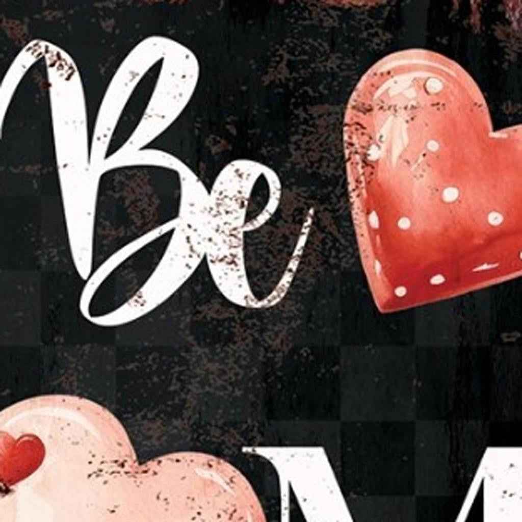 36" Black White And Pink Solid Wood Be Mine Valentine's Day Porch Sign