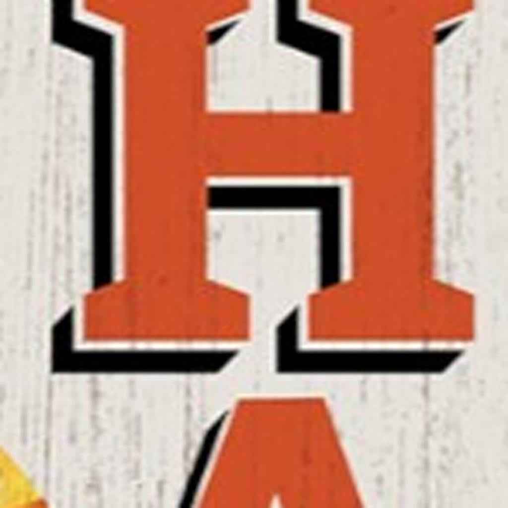 72" White Orange And Black Halloween Pumpkin Solid Wood Porch Sign